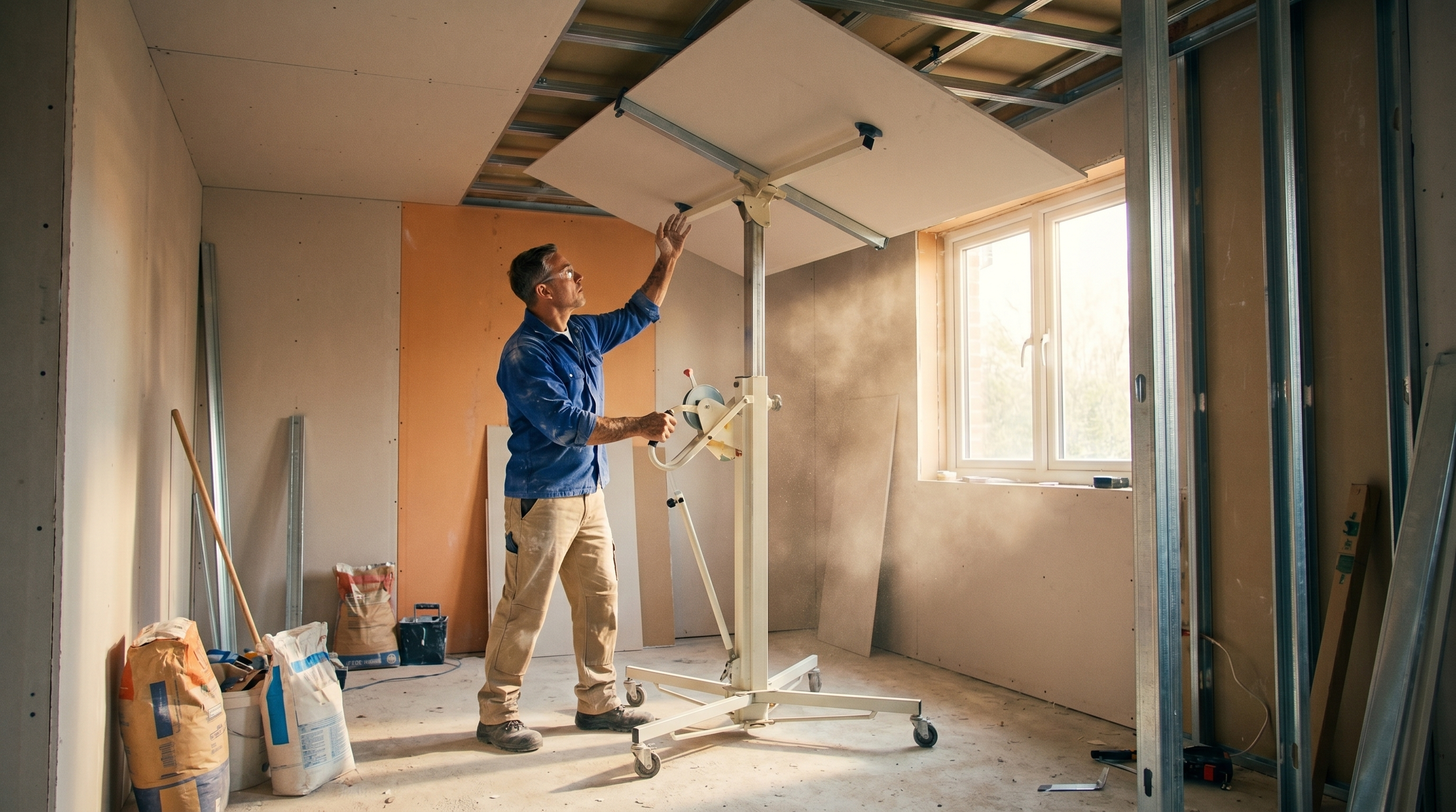 Pose de placo sur un chantier de rénovation Saint-Nicolas Rénovation